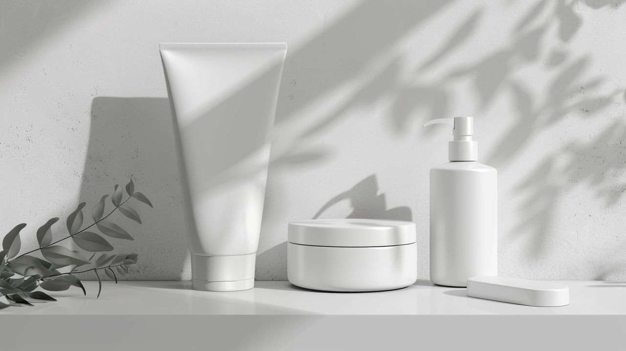 Stylish minimalist bathroom products set in soft shadows for an elegant look.